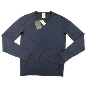 Gap Merino Extra Fine Wool Sweater Mens Small Tall Navy Pullover Crew Neck